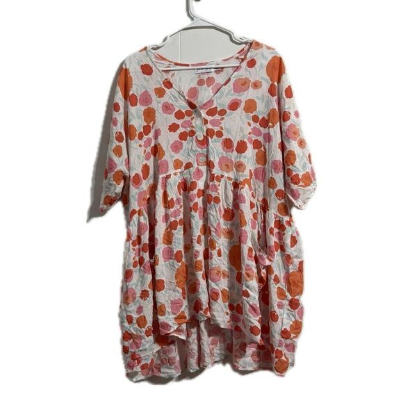 Petal & Pup Cream Sundress with 3/4 Dolman Sleeves and Floral Print - Picture 1 of 8